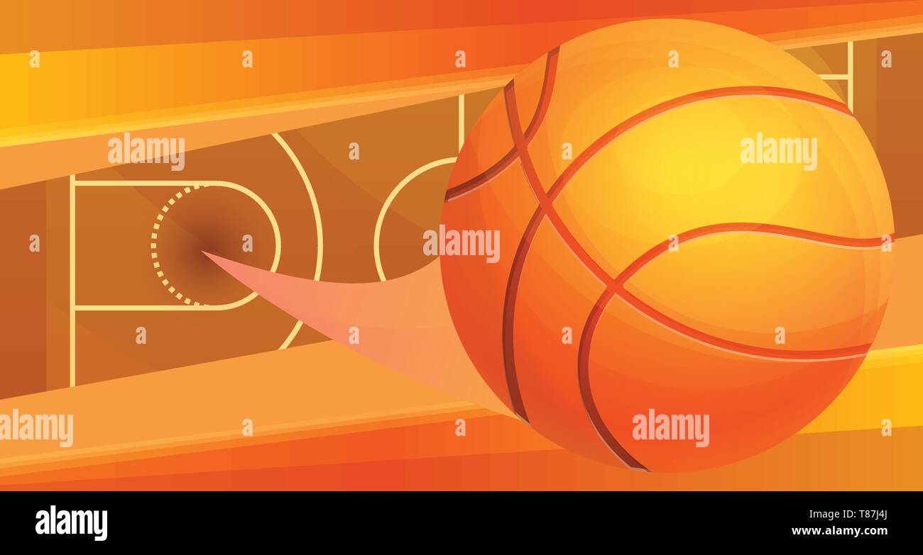 Basketball ball high jump concept banner. Cartoon illustration of