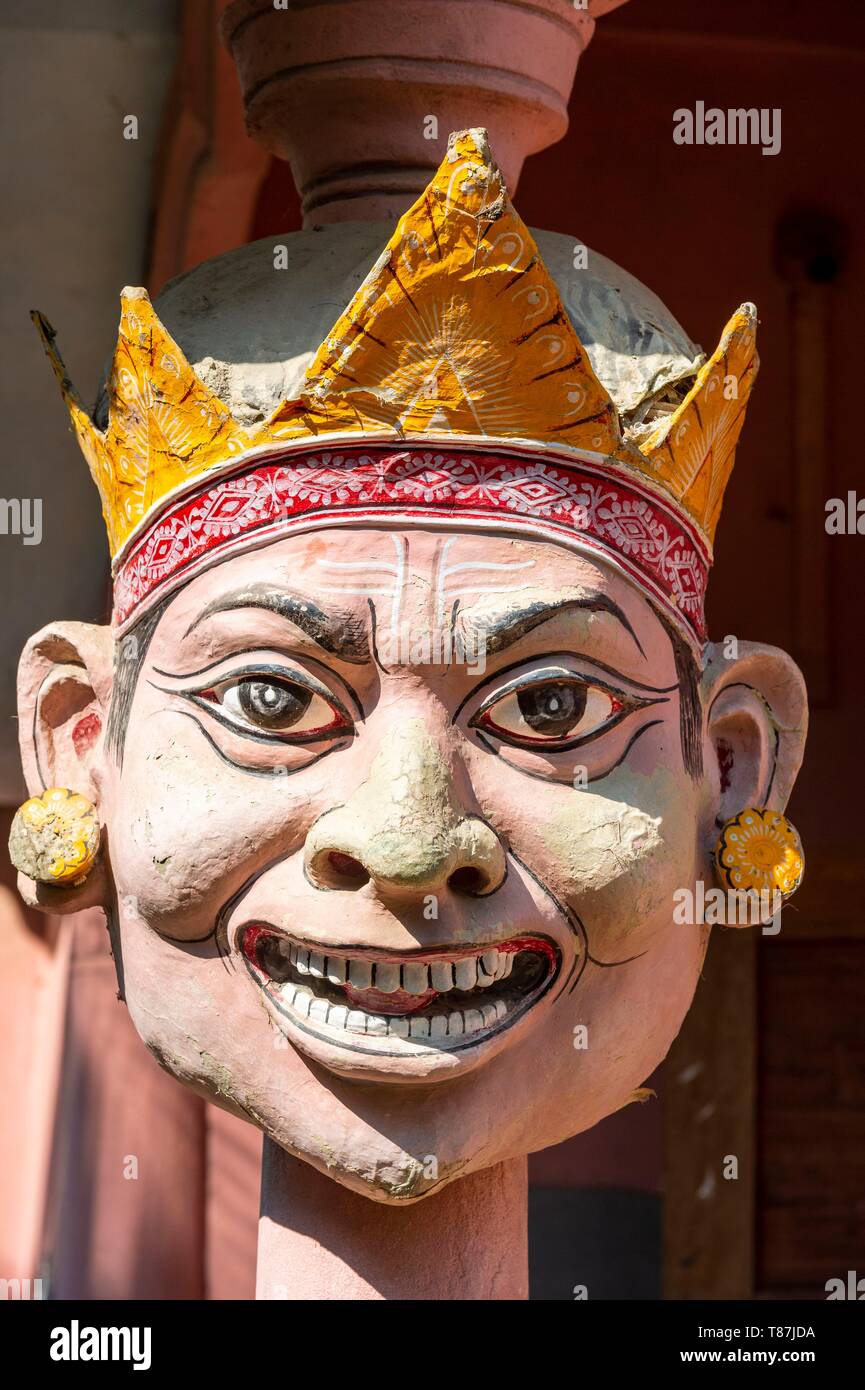 India, Assam, Majuli island in the middle of the Brahmapoutre river, mask making Stock Photo