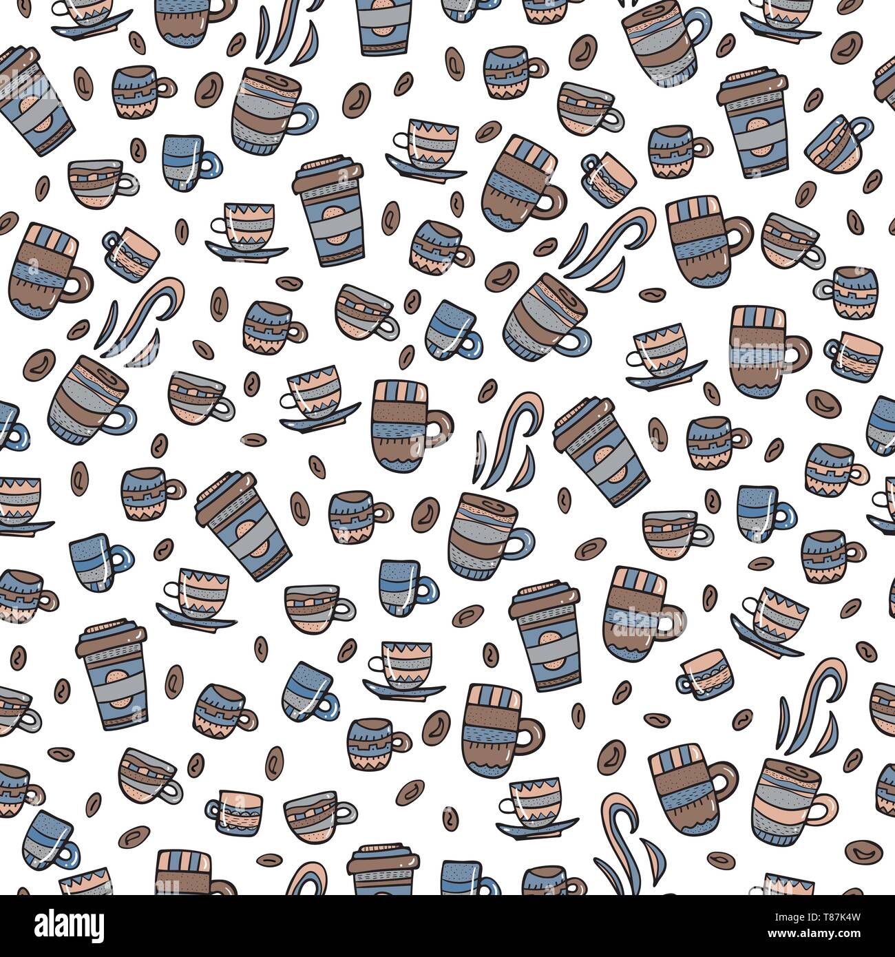 Seamless pattern with coffee. Endless background of cups with hot ...