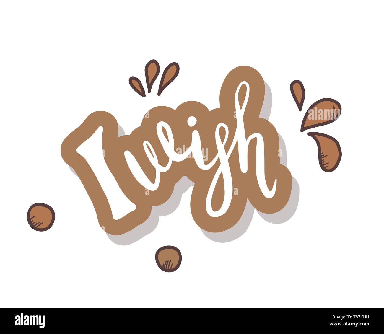 I wish vector lettering with decoration. Sticker with handwritten quote ...