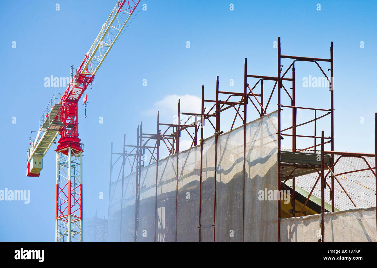 Italian construction site concept mage with metal scaffolding and