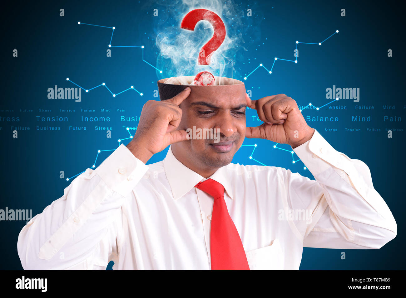 Filled out question inside businessman head Stock Photo