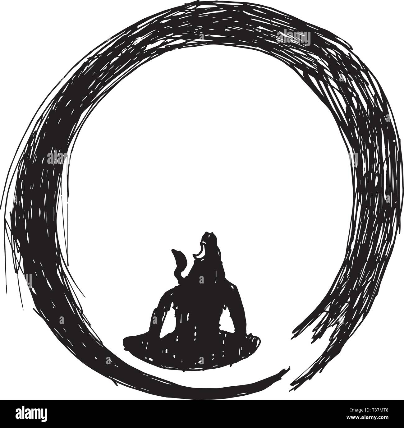Black and white illustration of shiva in a circle of zen. Tattoo idea Stock  Vector Image & Art - Alamy