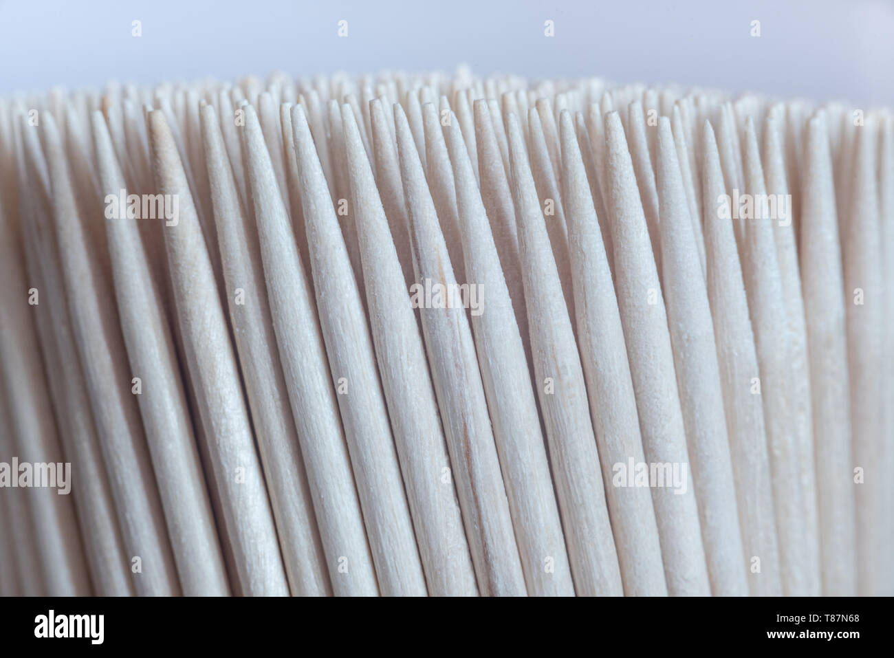 Wooden toothpicks in front view for hygiene Stock Photo