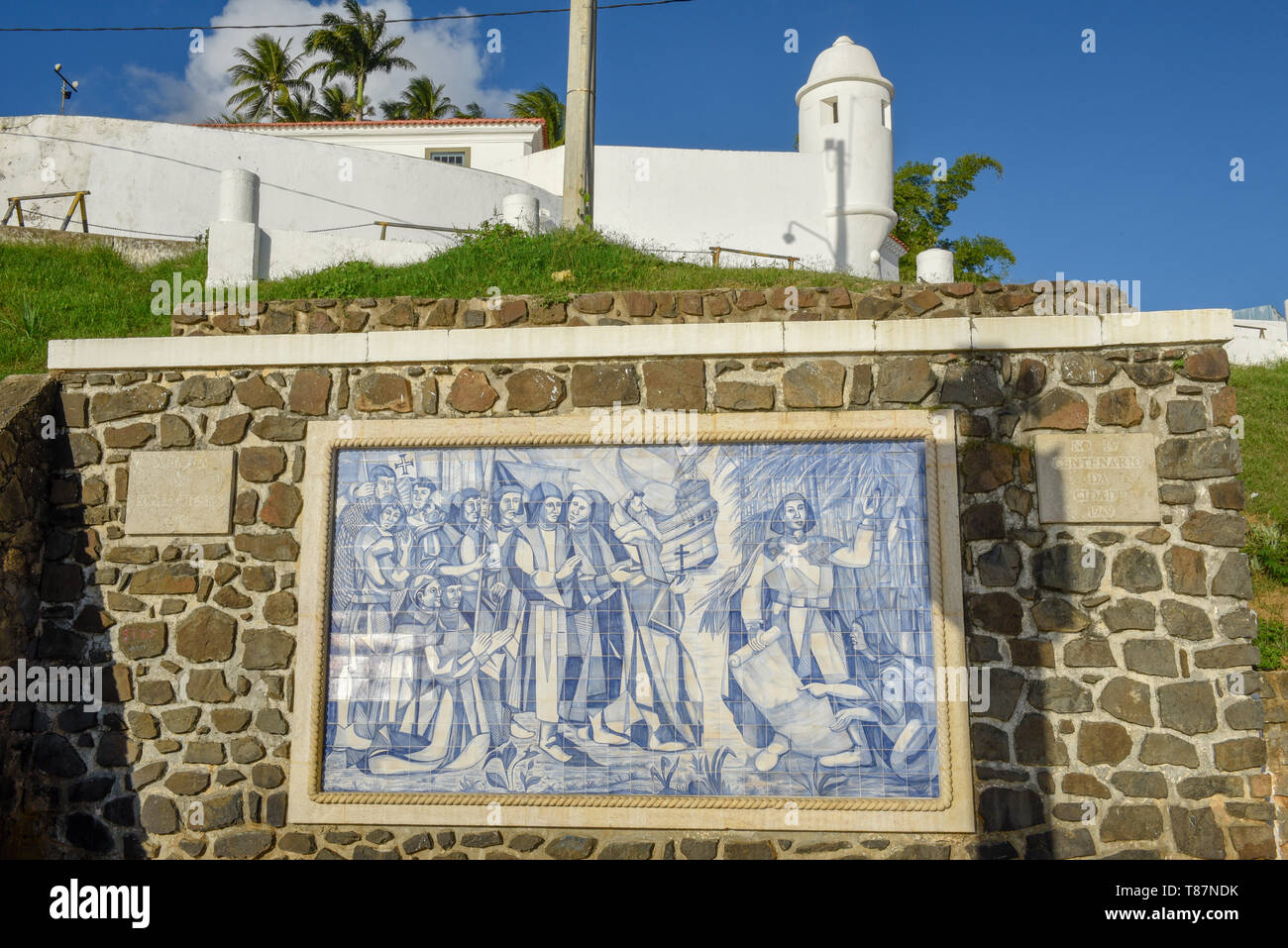 Salvador, Brazil - 1 february 2019: portuguese monument at Porto da Barra beach in Salvador Bahia on Brazil Stock Photo