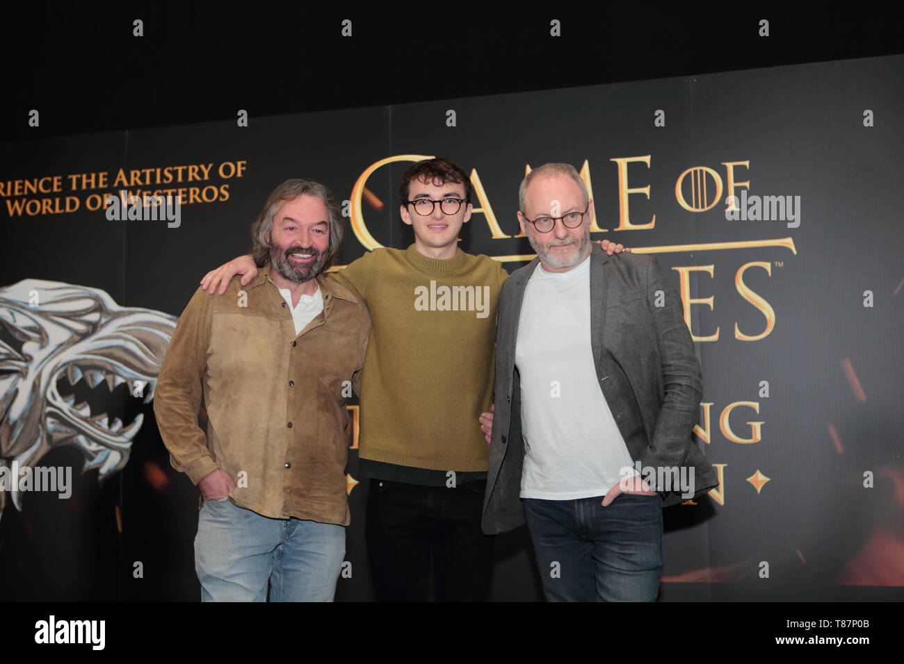 'Game of Thrones’ stars open the GAME OF THRONES: The Touring Exhibition at TEC Belfast   Featuring: Isaac Hempstead Wright, Ian Beattie, Liam Cunningham Where: Belfast N Ireland, United Kingdom When: 10 Apr 2019 Credit: WENN.com Stock Photo