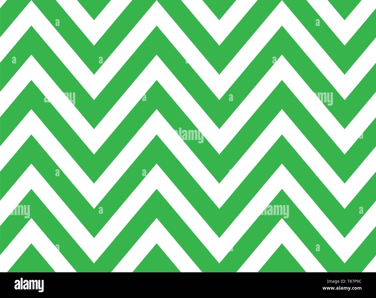 Seamless green and white zigzag stripes pattern. Geometric repeating pattern of zigzag. Vector design Stock Vector
