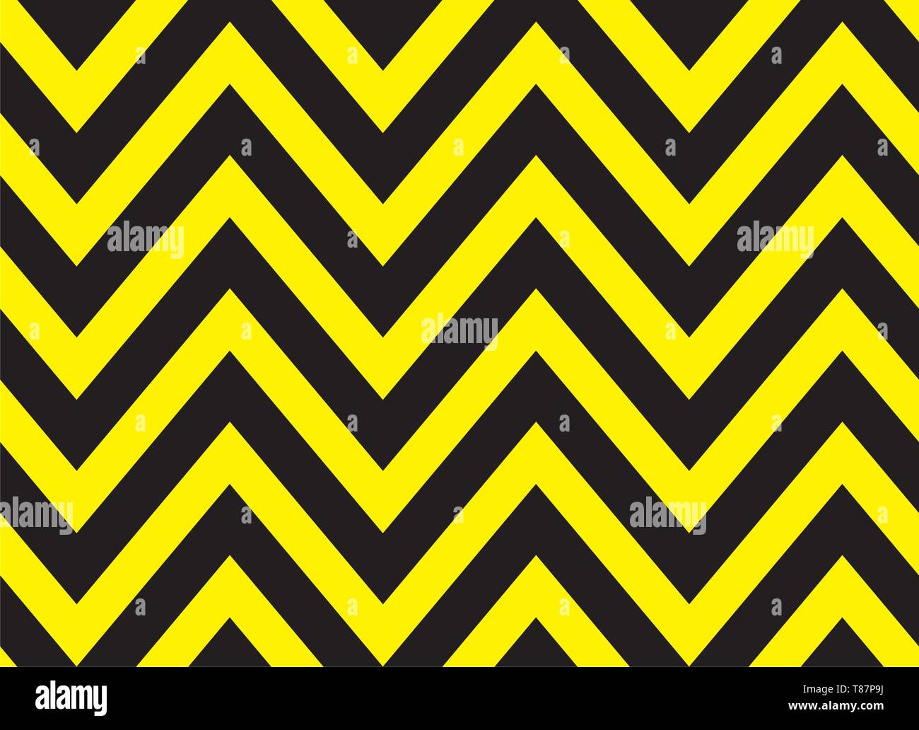 Seamless black and yellow zigzag stripes pattern. Vector design Stock Vector
