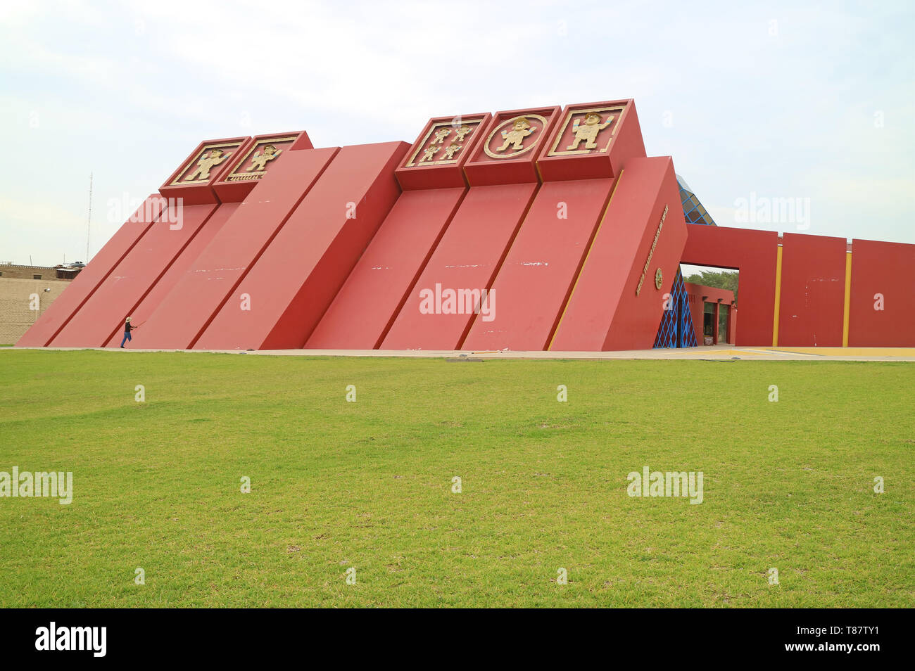 Incredible Royal Tombs of Sipan Museum with Its Stunning Exterior, Lambayeque, Chiclayo, Peru Stock Photo