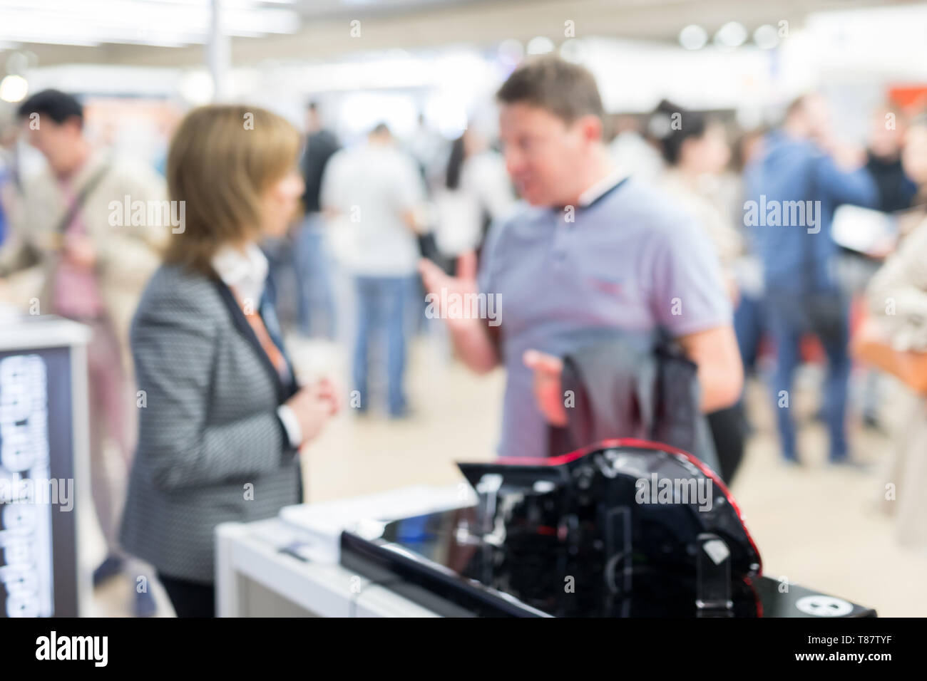 Blured image of businesspeople socializing and networking at business and entrepreneurship meeting. Stock Photo