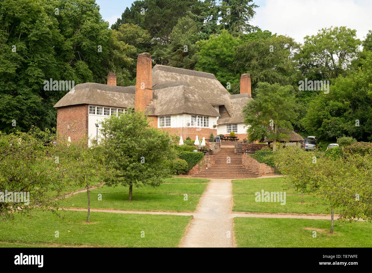 A famous thatched country inn The Drum Inn, Cockington,Devon,England,UK. A GradeII listed