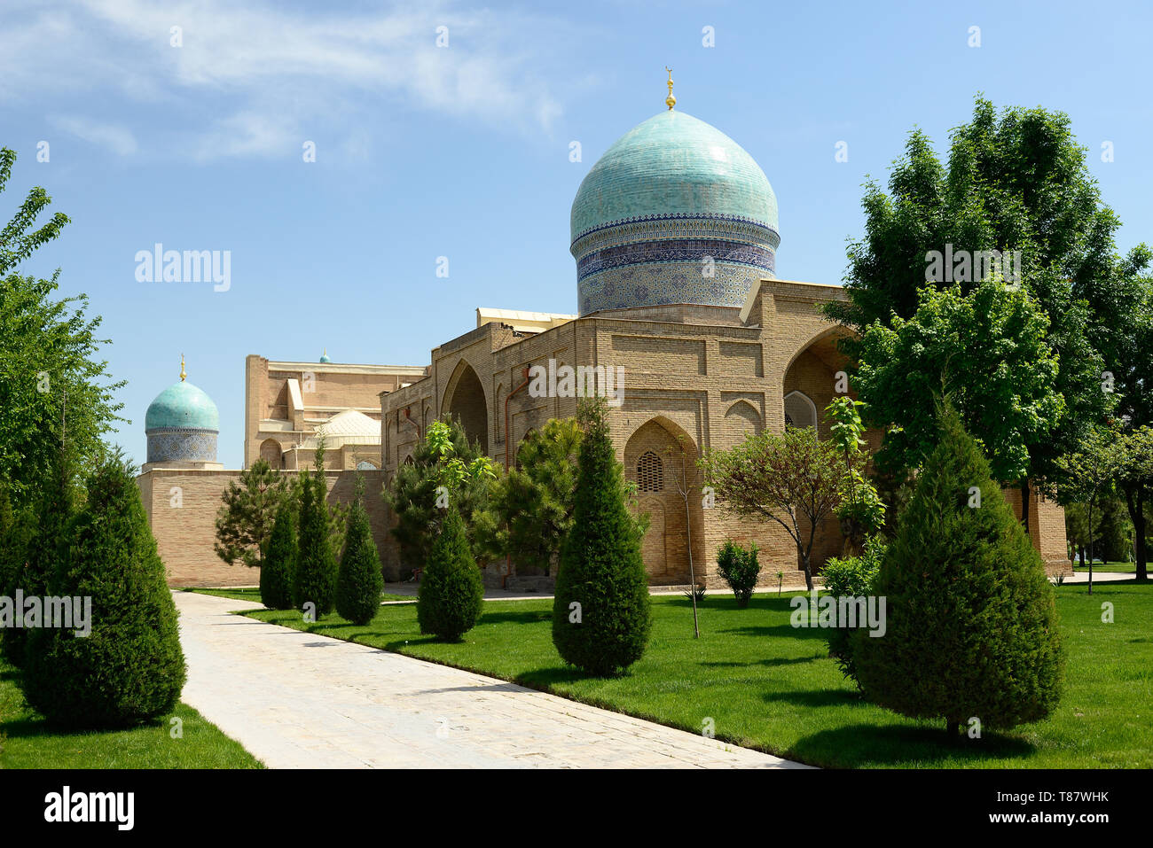 Mausoleum on the Hazrati Imam Complex Main Mosque Tashkent, Uzbekistan. Stock Photo