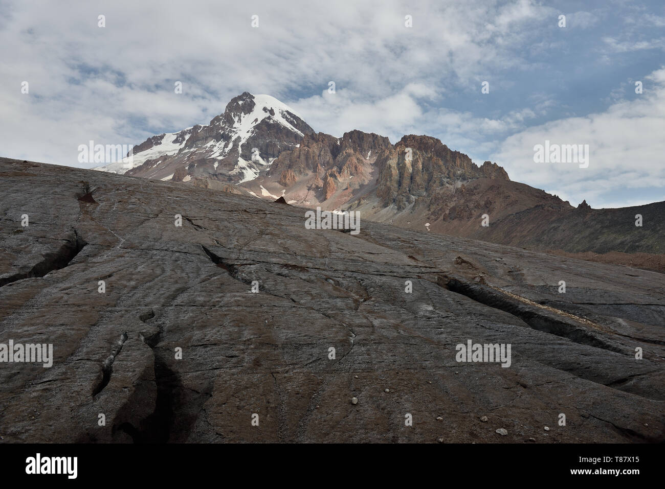 Beautiful landscape on Kazbegi and Gergeti glacier, Stepantsminda, Georgia  Stock Photo - Alamy