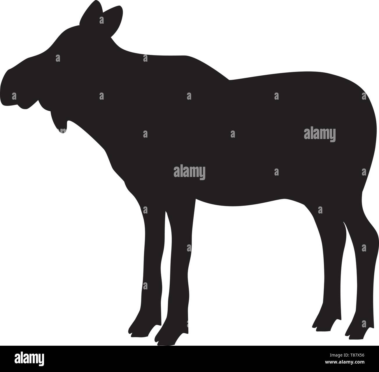 Elk moose cow mammal black silhouette animal Stock Vector