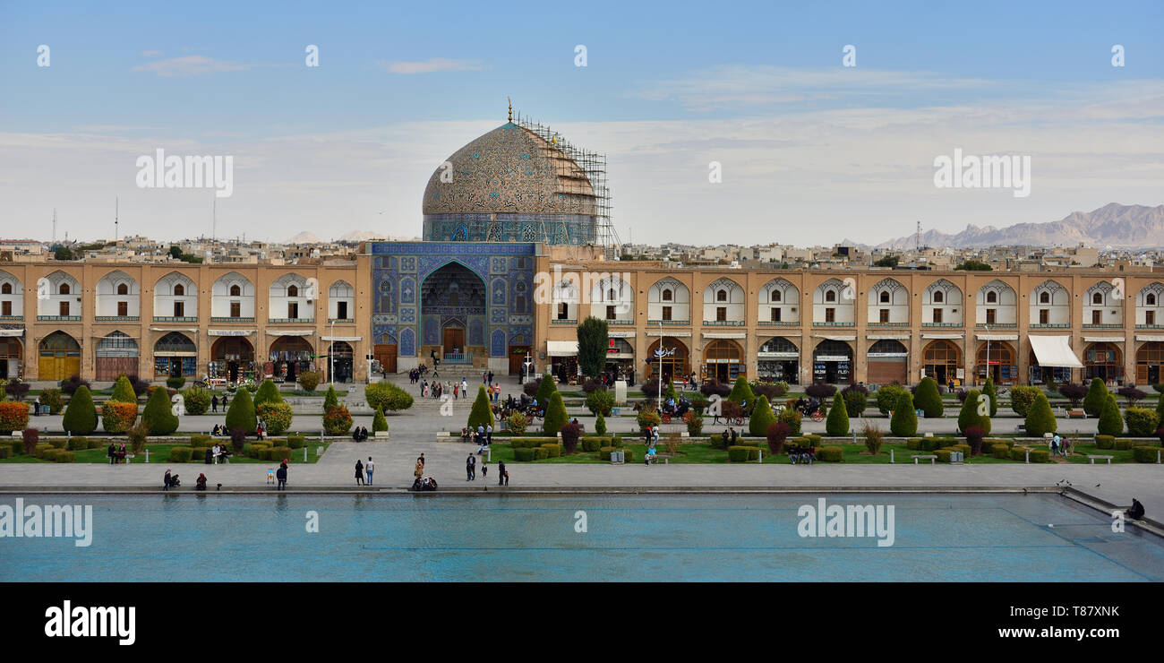 ESFAHAN, IRAN - 26 OCTOBER 2018: Naghsh-i Jahan Square and Sheikh Lotfollah Mosque the one of the architectural masterpieces of Iranian. Stock Photo