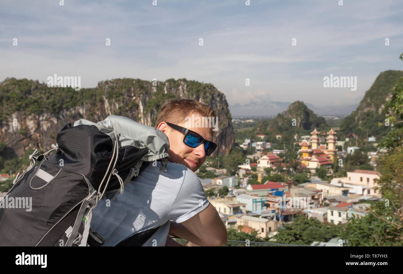 young backpacker in Vietnam Stock Photo