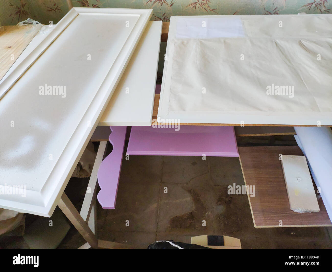 Different corners of the furniture shop with details and wood trim