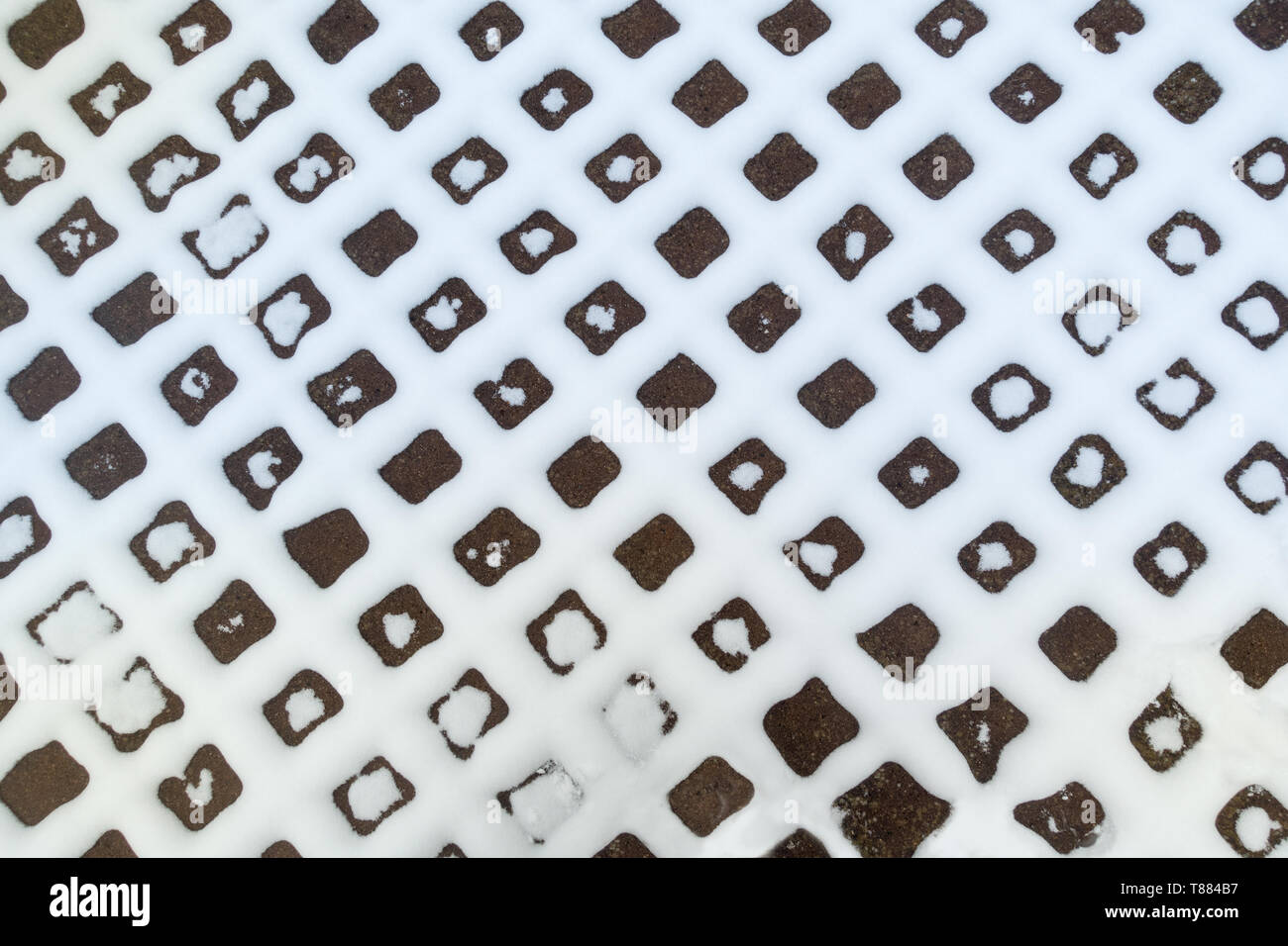 Snowy paving stones Stock Photo