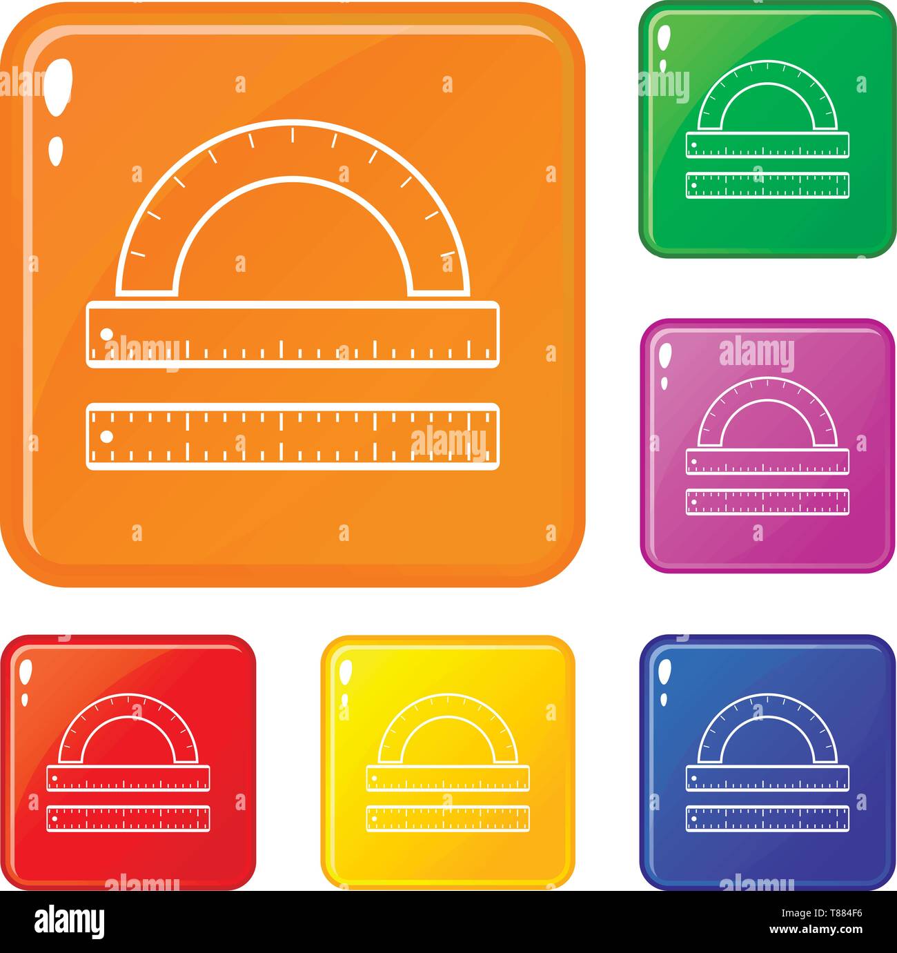 Ruler and protractor icons set vector color Stock Vector Image & Art