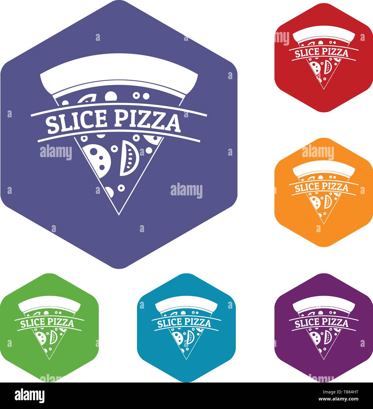 Pizza slice icons vector hexahedron Stock Vector