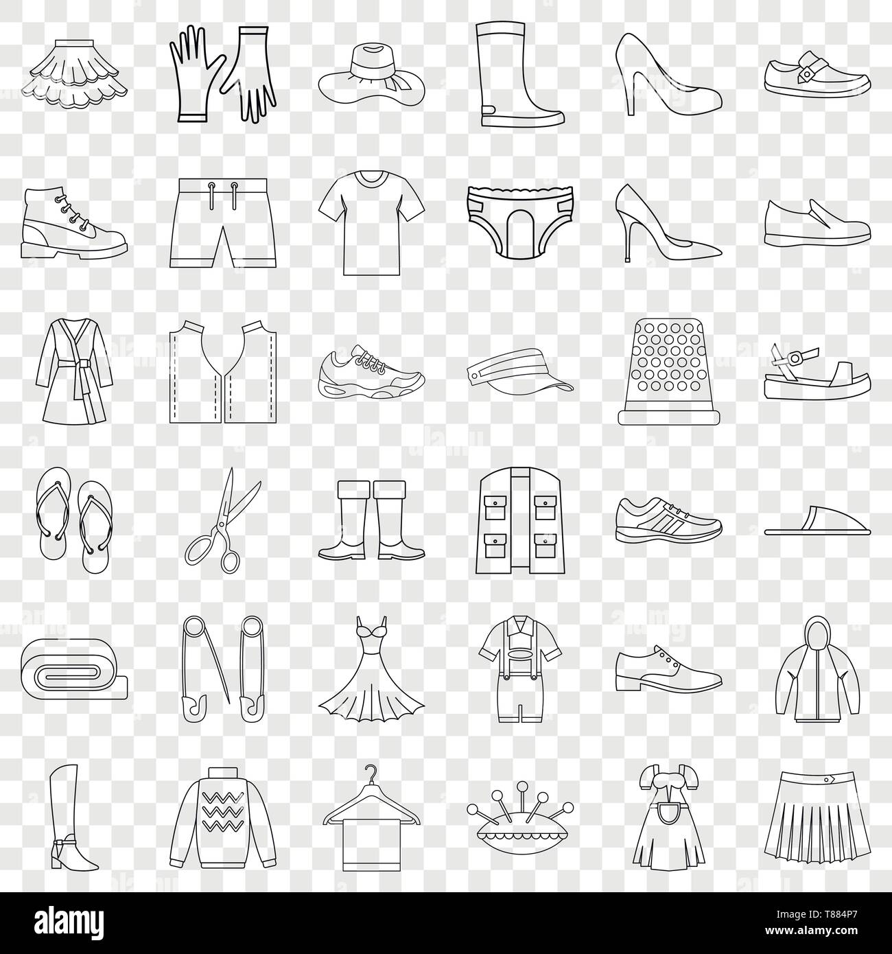 Clothes icons set, outline style Stock Vector Image & Art - Alamy