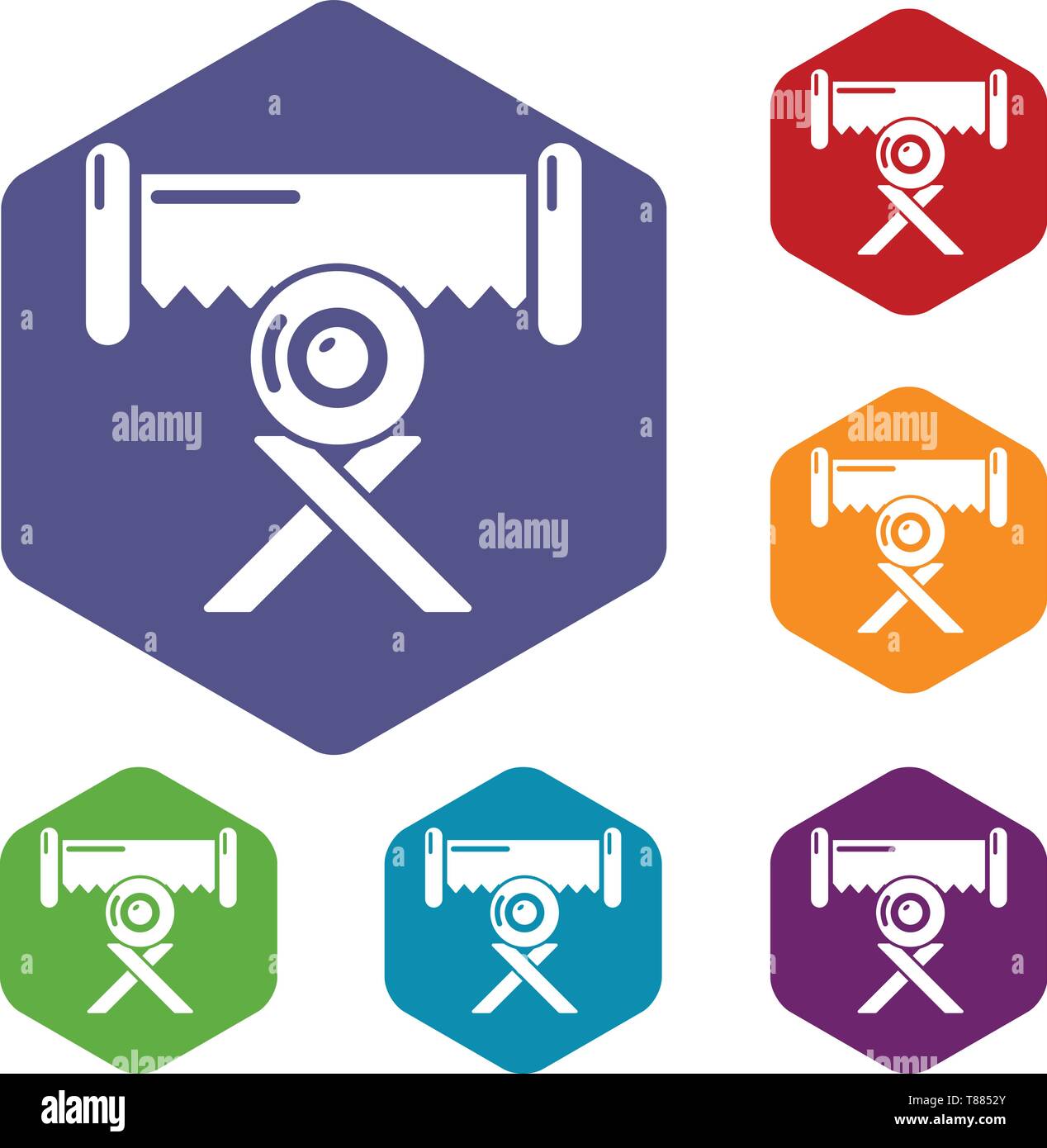 Cutting saw icons vector hexahedron Stock Vector