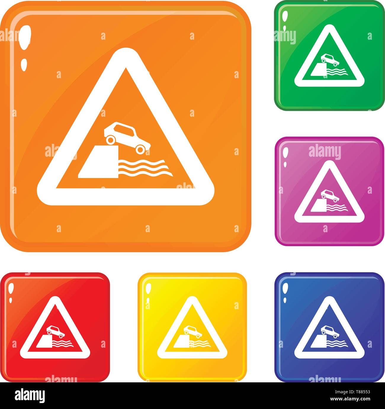 Riverbank traffic sign icons set vector color Stock Vector Image & Art ...