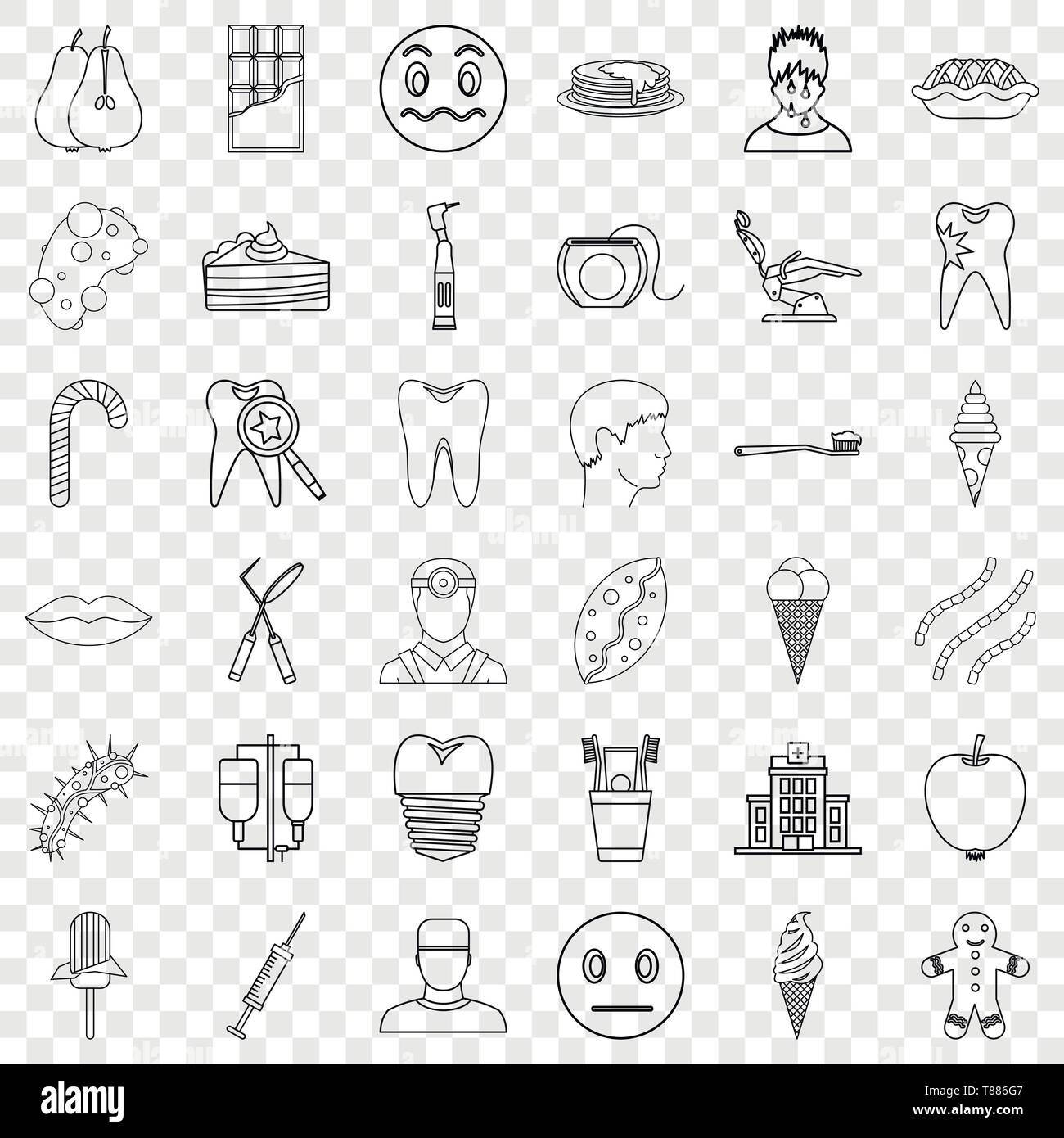 Dental care icons set, outline style Stock Vector Image & Art - Alamy