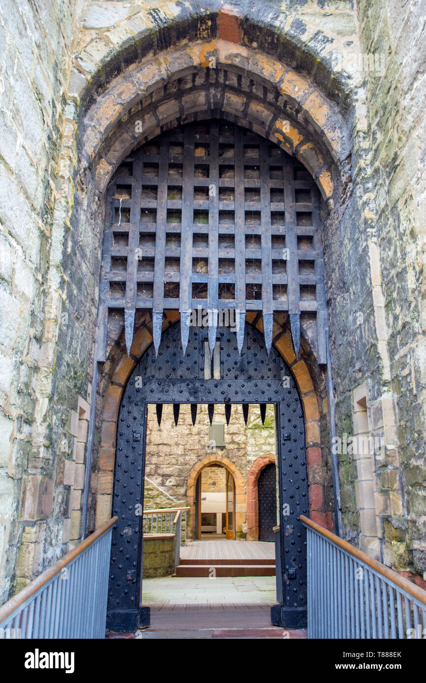 Keep entrance of Castle Rushen, Castletown, Isle of Man Stock Photo