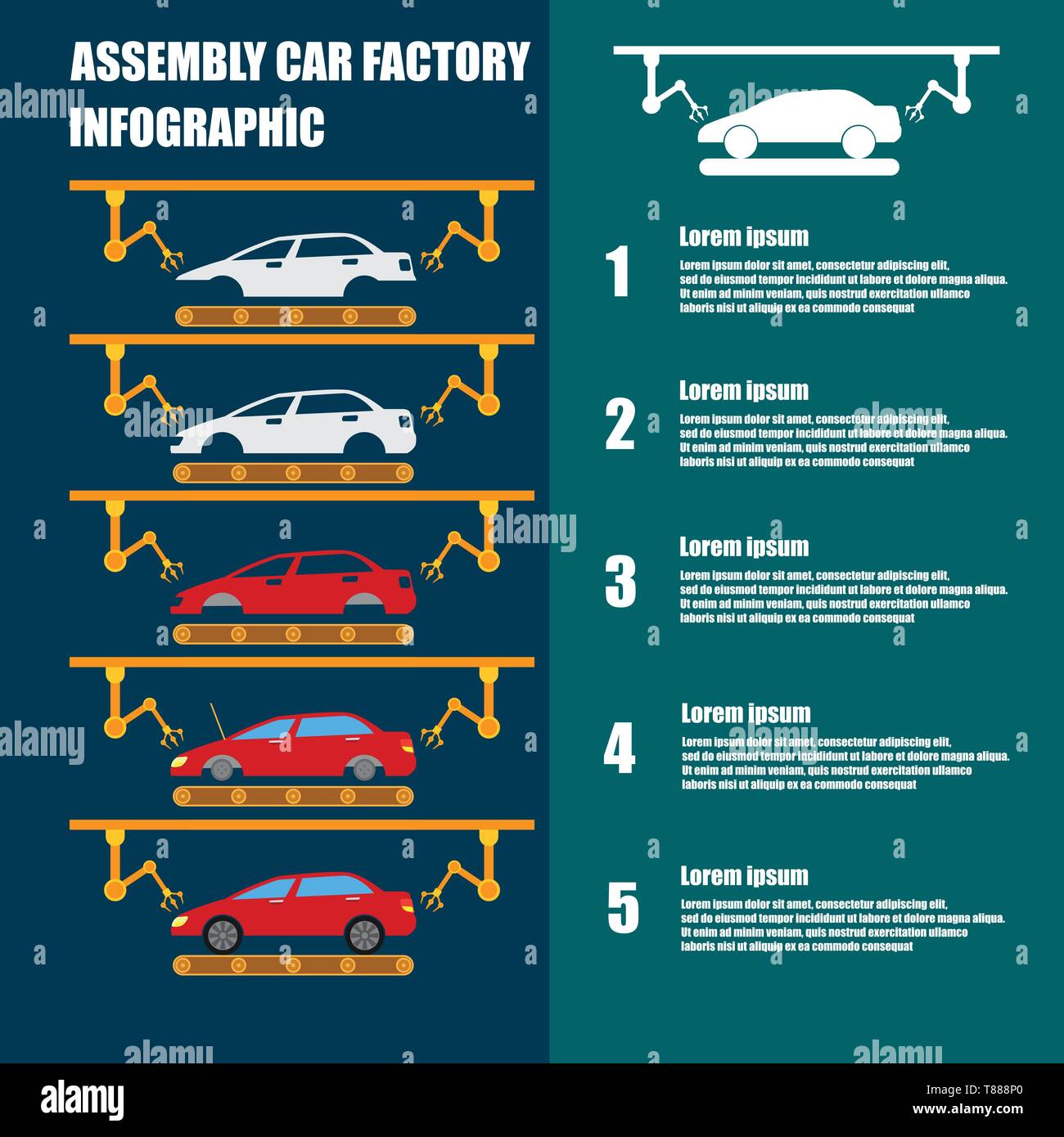 assembly car infographic assembly line and car factory production process  Stock Vector Image & Art - Alamy