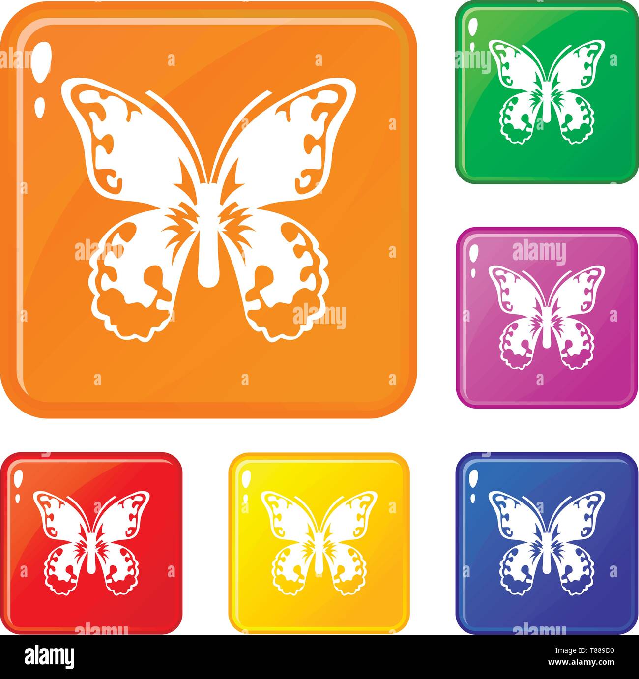 Butterfly icons set vector color Stock Vector Image & Art - Alamy