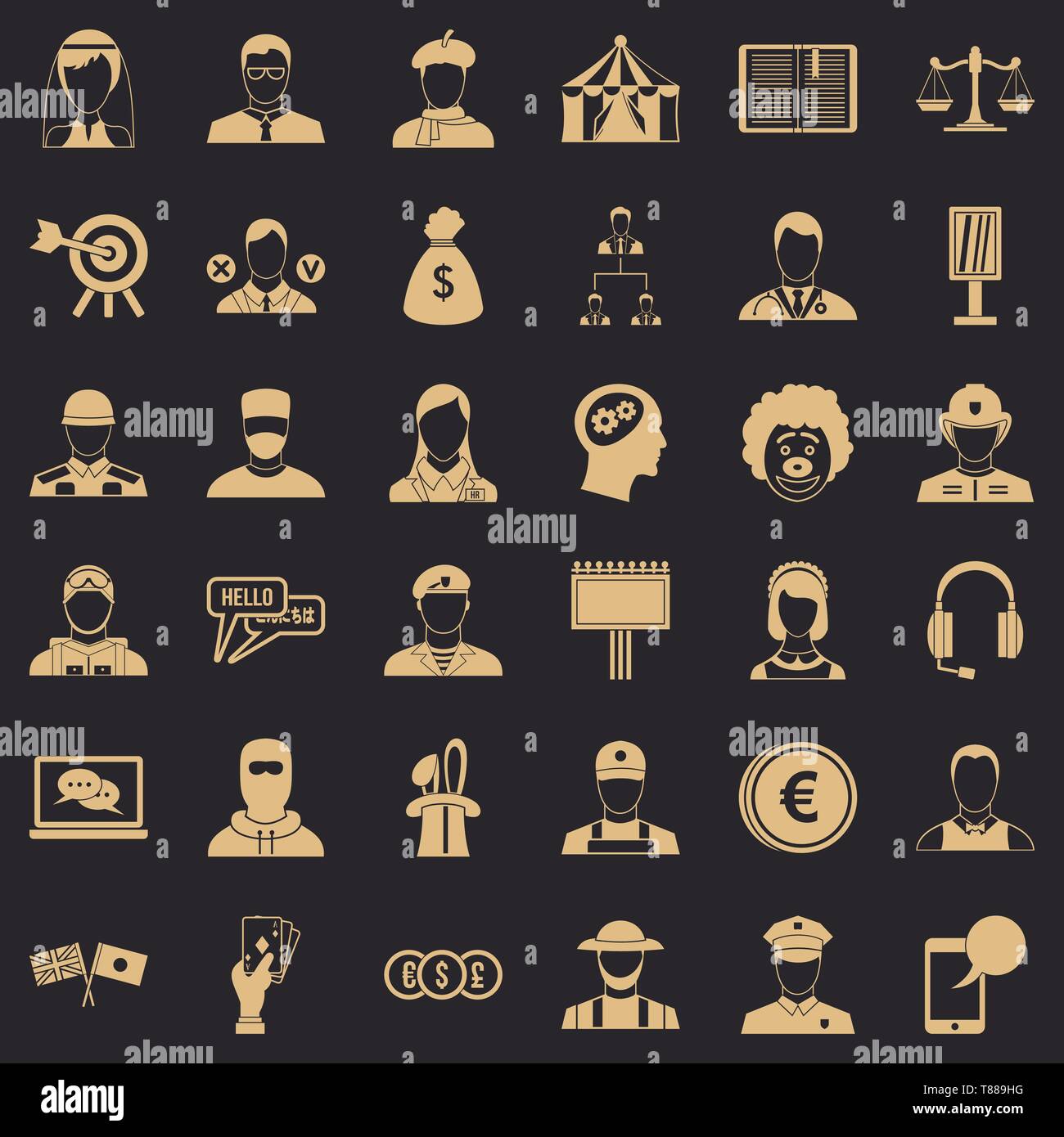 Robbery icons set, simple style Stock Vector