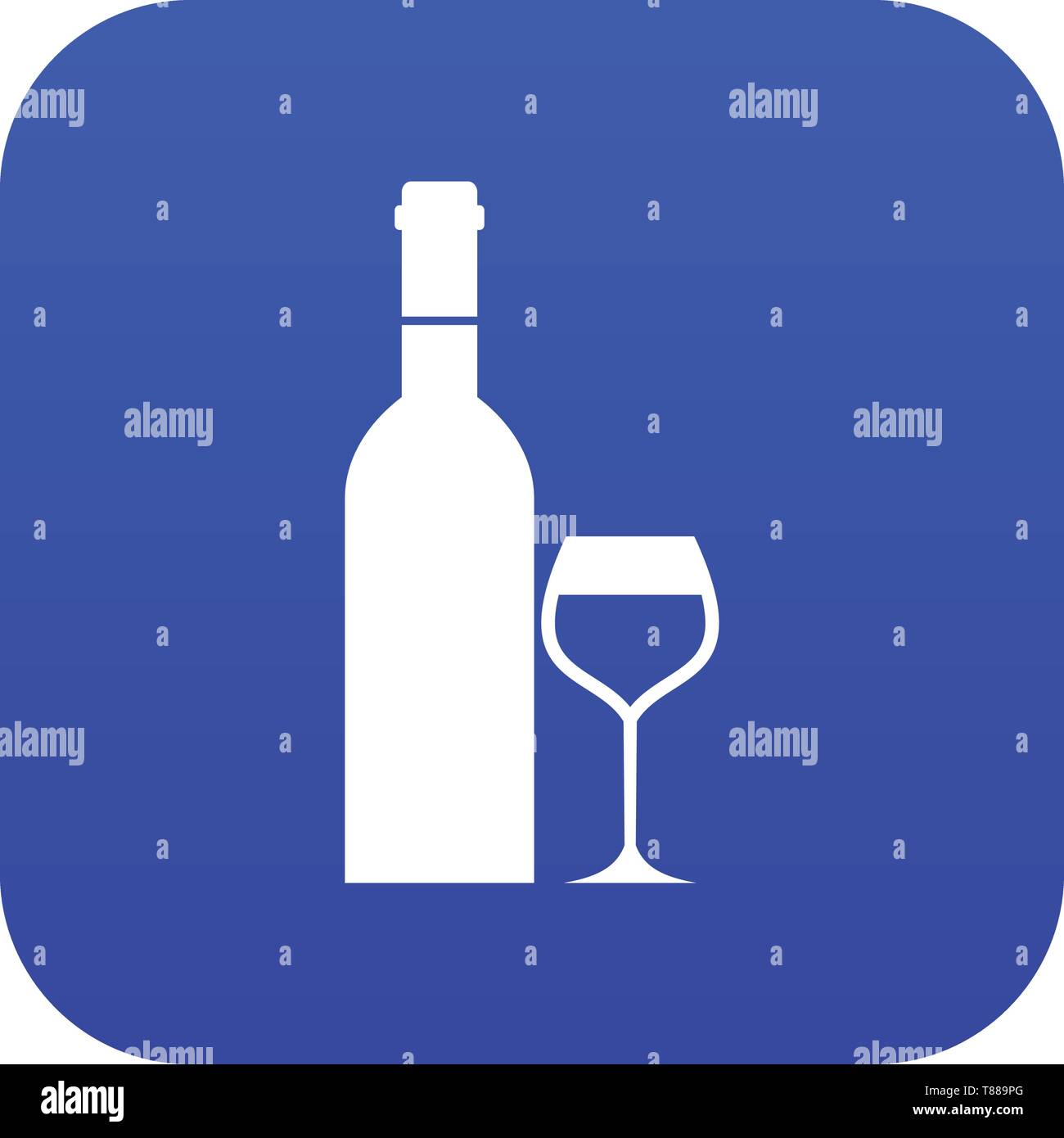 Glass and bottle of wine icon digital blue Stock Vector Image & Art - Alamy