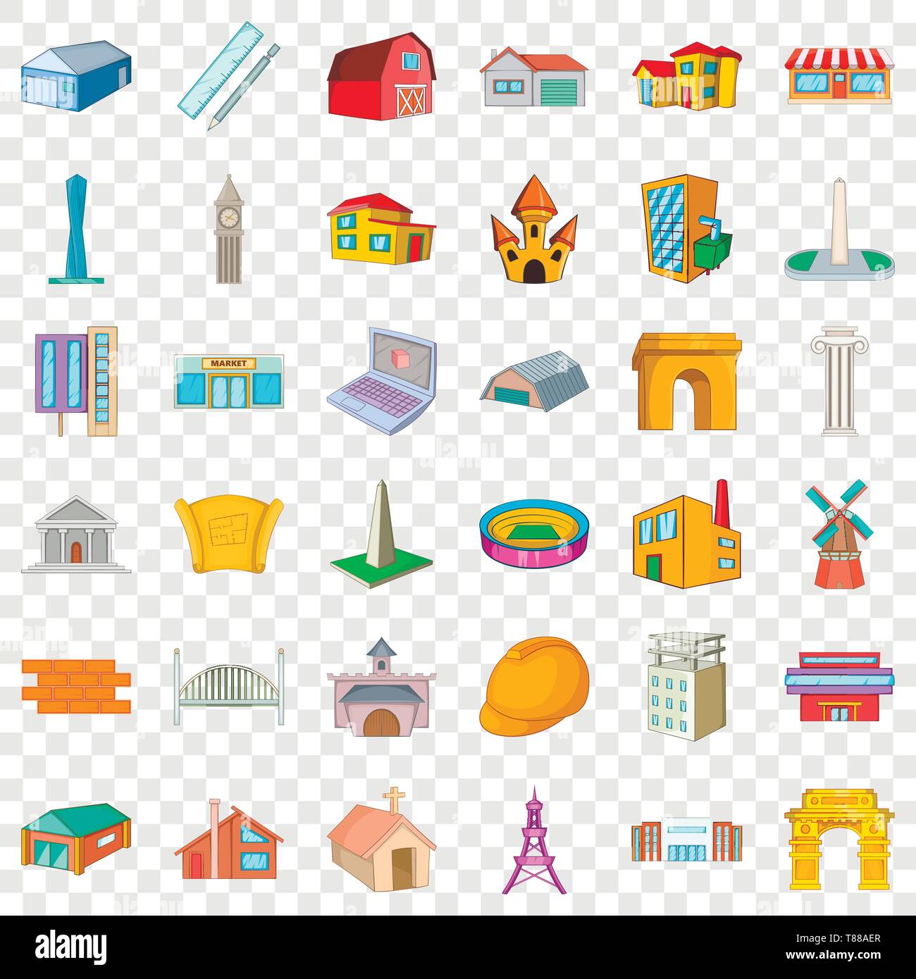 City architecture icons set, cartoon style Stock Vector Image & Art - Alamy