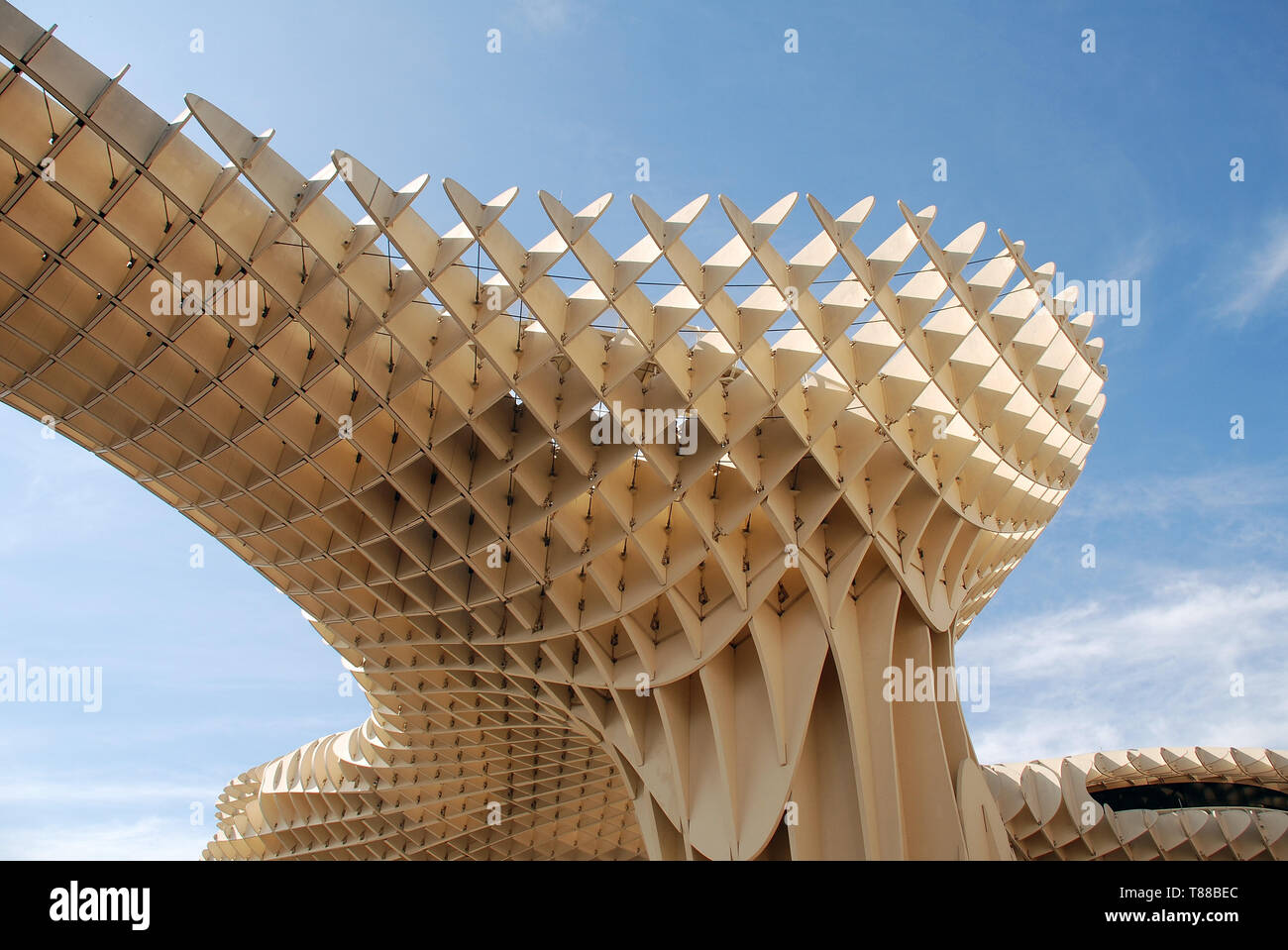 The Metropol Parasol, known as Las Setas de Sevilla (Mushrooms of Seville) at the Plaza de la Encarnacion in Seville, Spain on April 2, 2019. Stock Photo