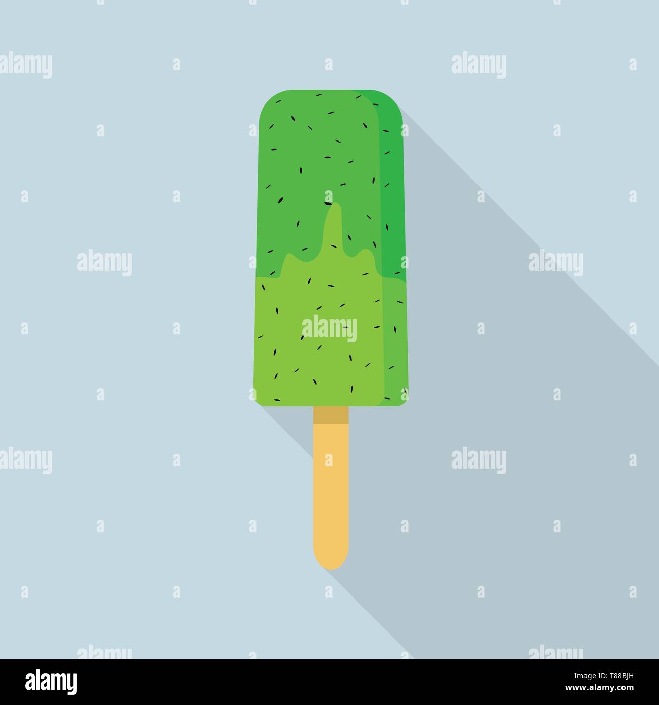 Green kiwi popsicle icon, flat style Stock Vector