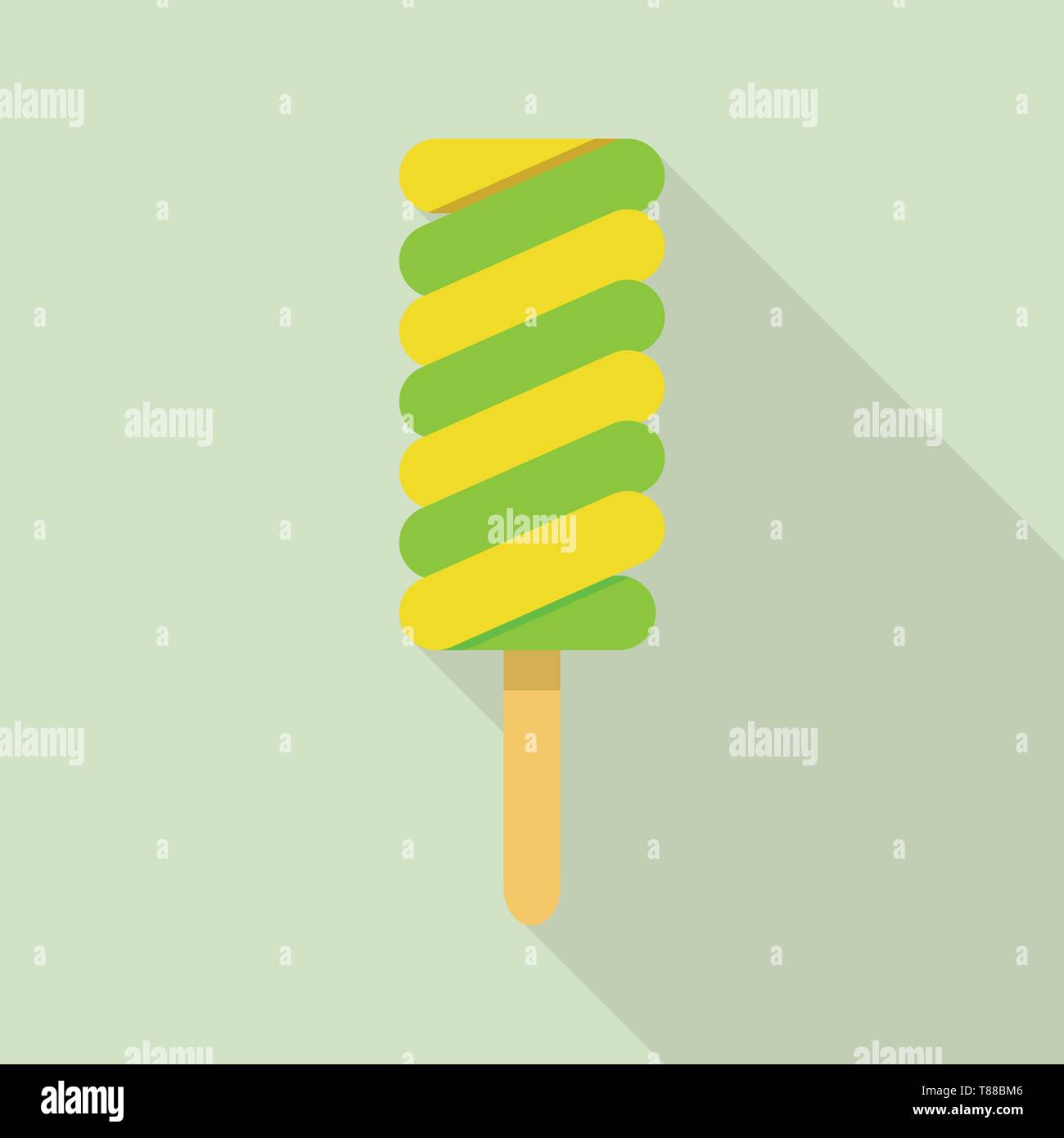 Lemon green popsicle icon, flat style Stock Vector