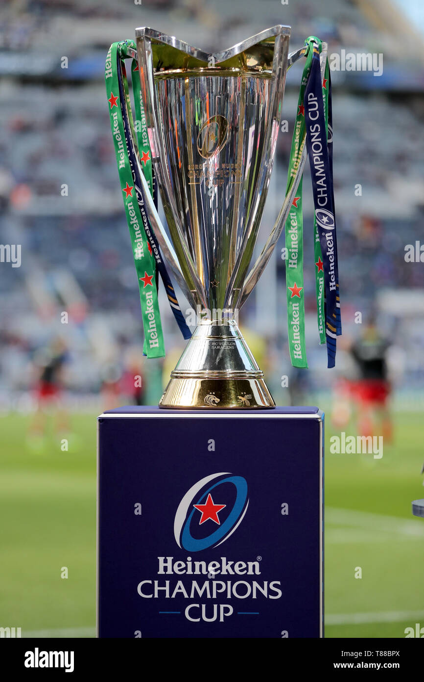 The Champions Cup trophy on display before the Champions Cup Final at St James' Park, Newcastle. Stock Photo