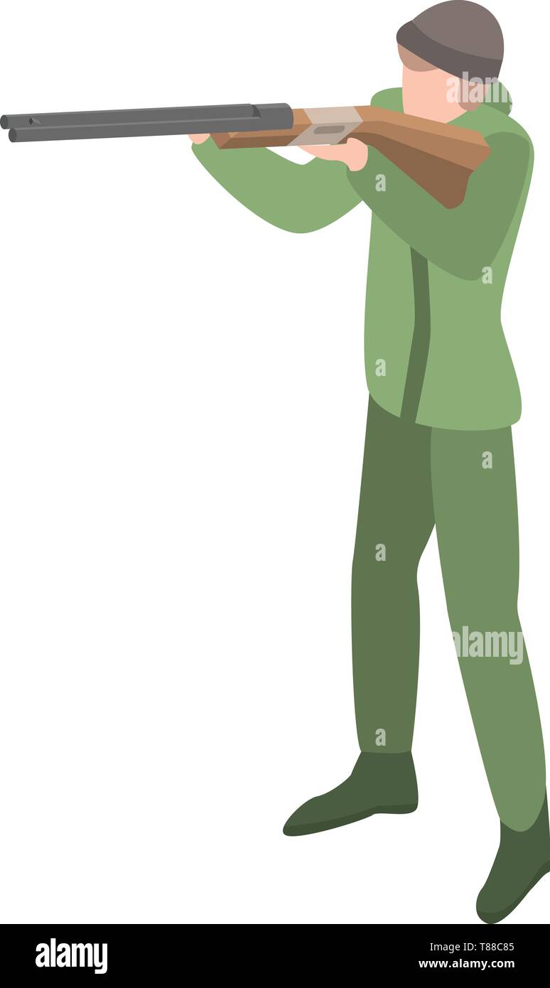 Hunter ready to shoot icon, isometric style Stock Vector