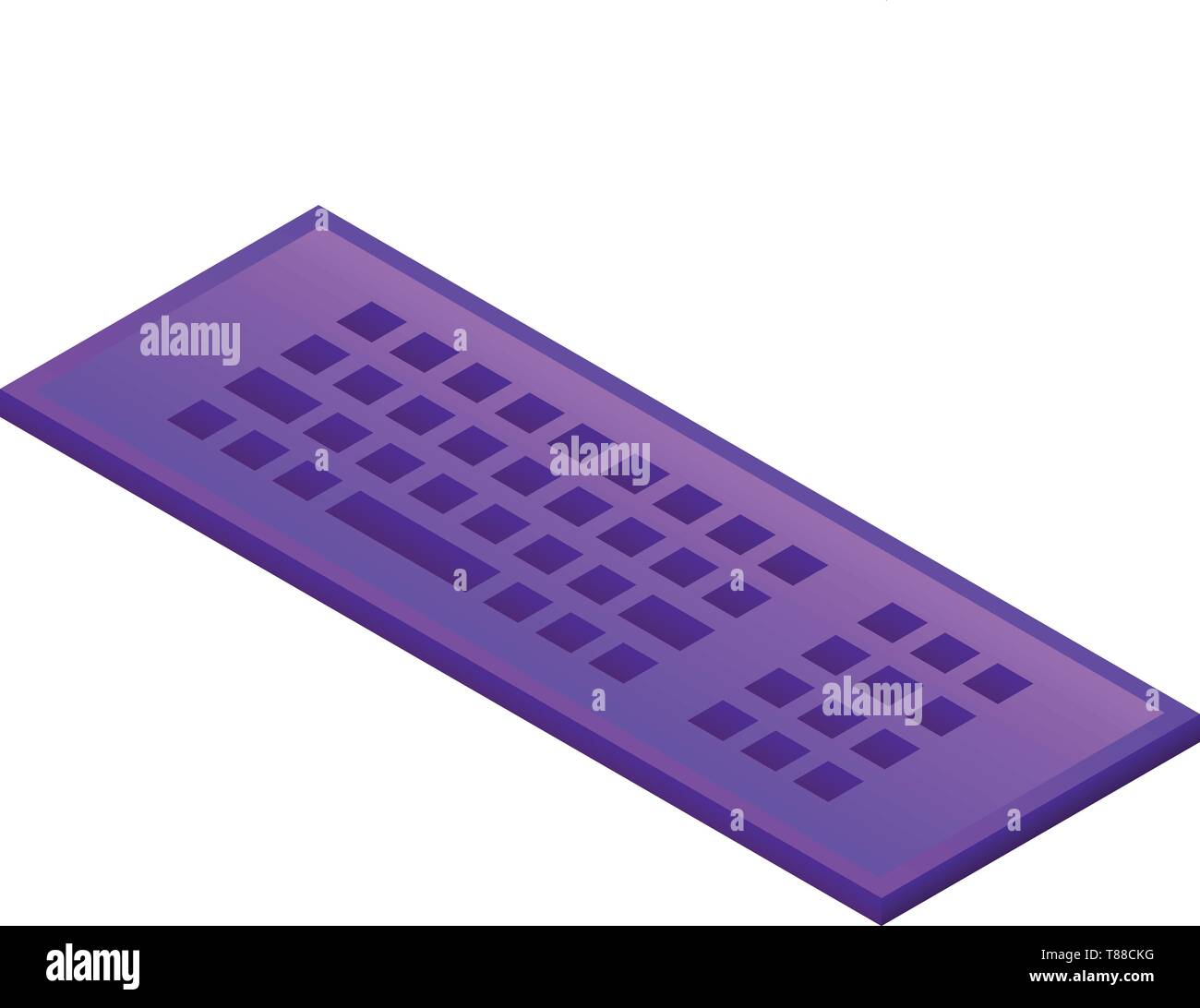 Violet keyboard icon, isometric style Stock Vector