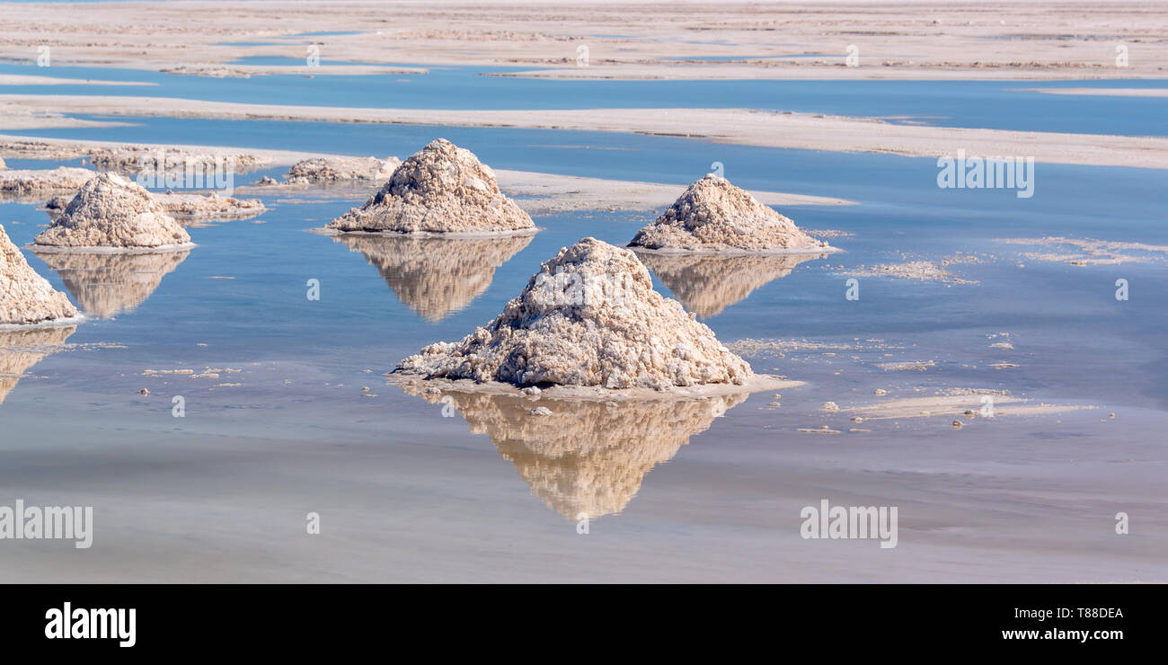 Piles of salt in Salar de Uyuni (Uyuni salt flats), Potosi, Bolivia Stock Photo