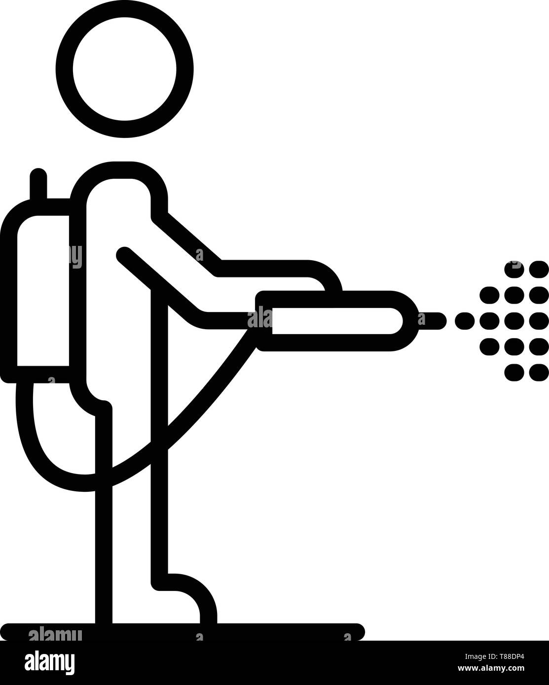 Mite disinfectant man icon, outline style Stock Vector