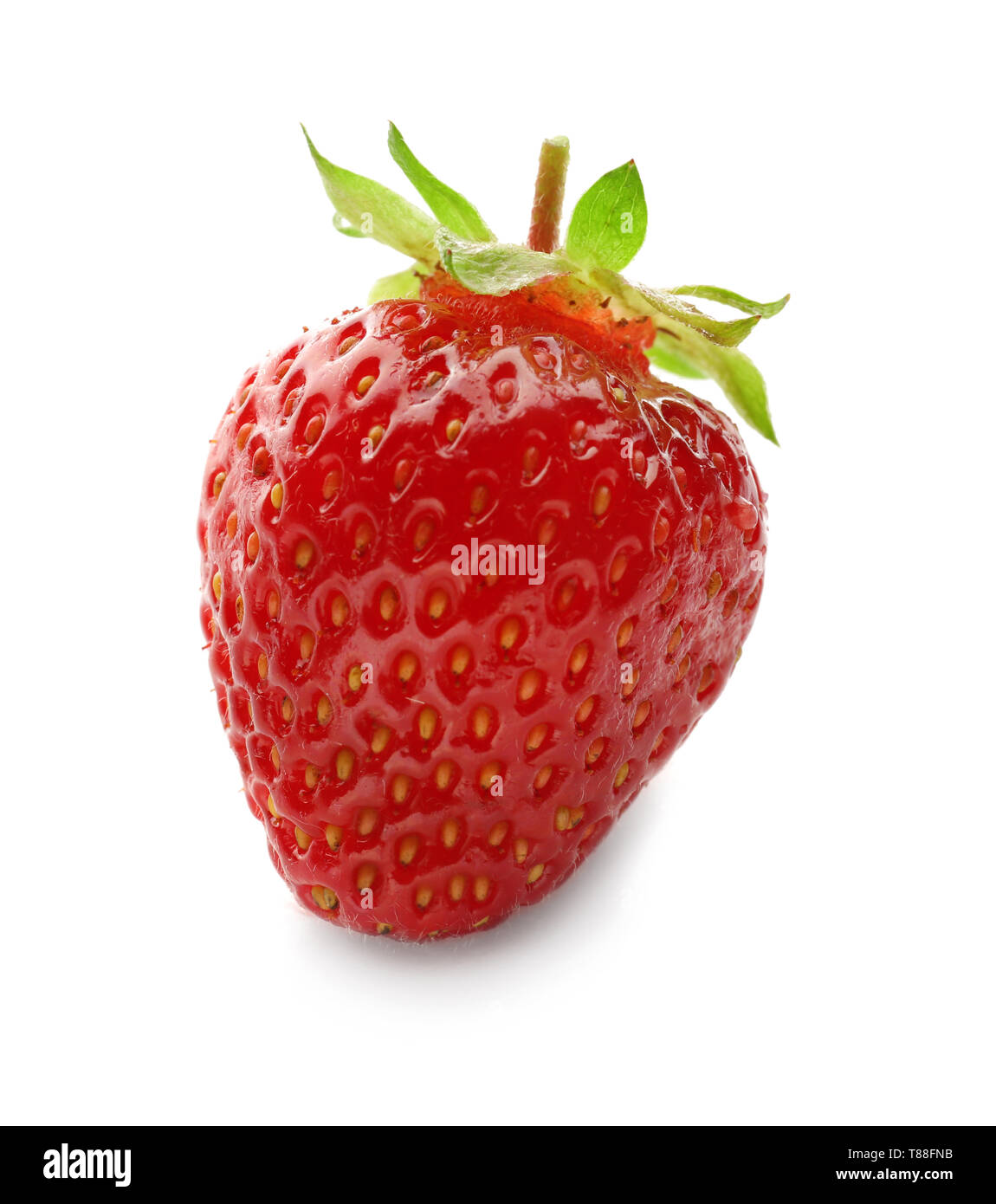 Ripe red strawberry on white background Stock Photo - Alamy