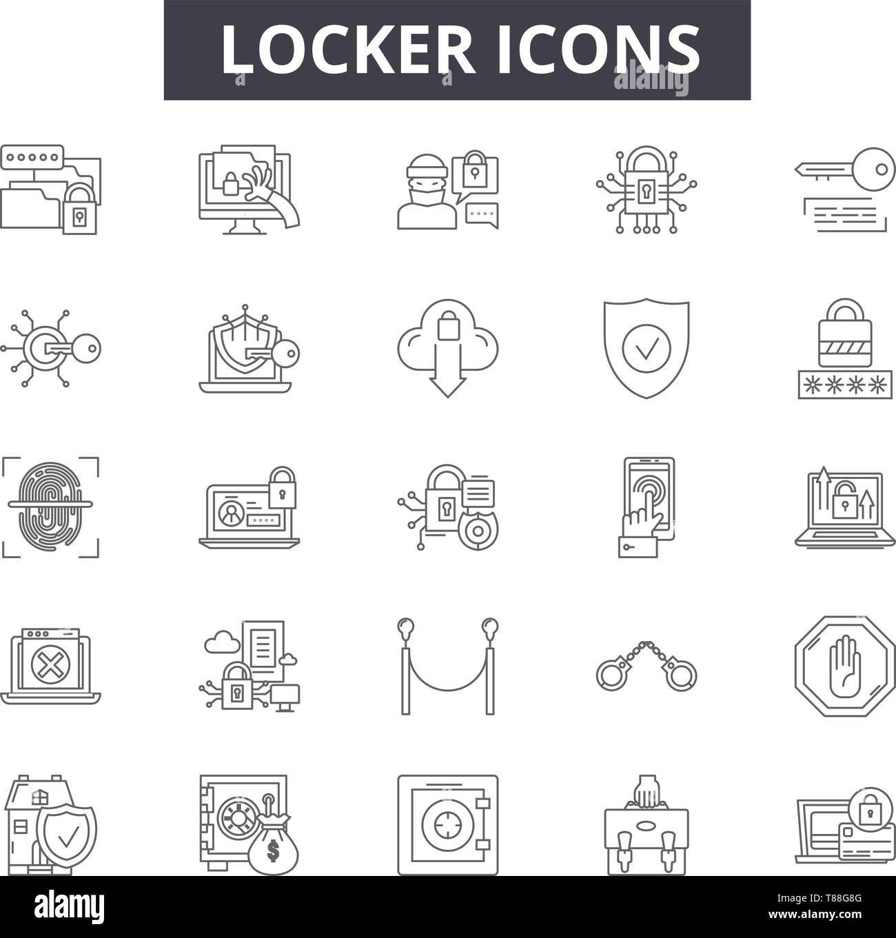 Locker concept line icons, signs, vector set, outline concept, linear ...