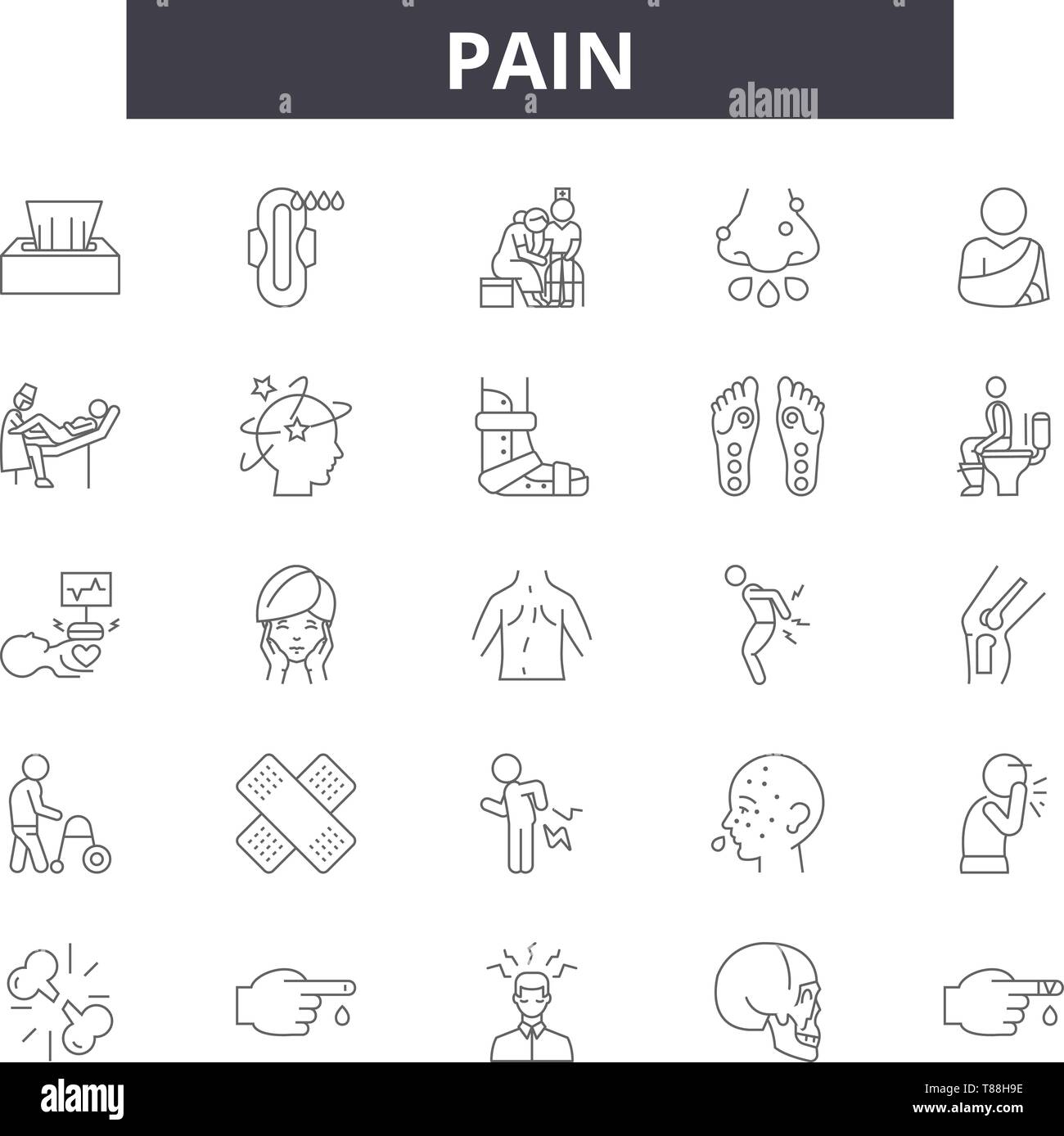 Pain Line Icons Signs Vector Set Linear Concept Outline