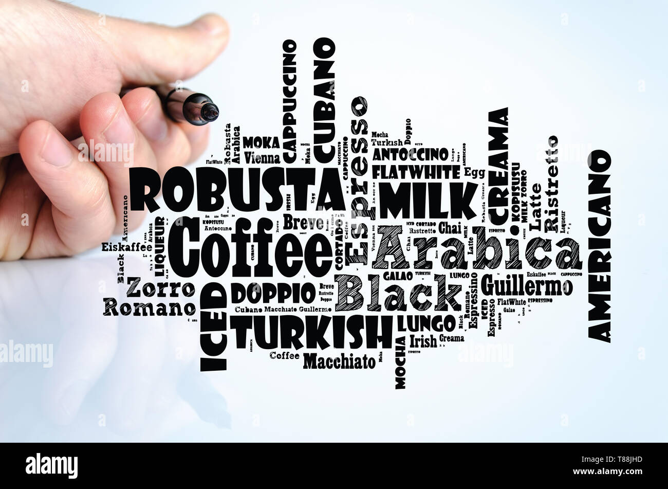 Coffee drinks words cloud collage over white background Stock Photo