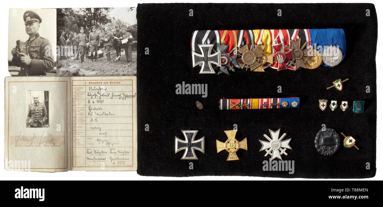 A decorations and documents grouping of Oberst Hans Nuyken Eight-piec 20th century, Additional-Rights-Clearance-Info-Not-Available Stock Photo