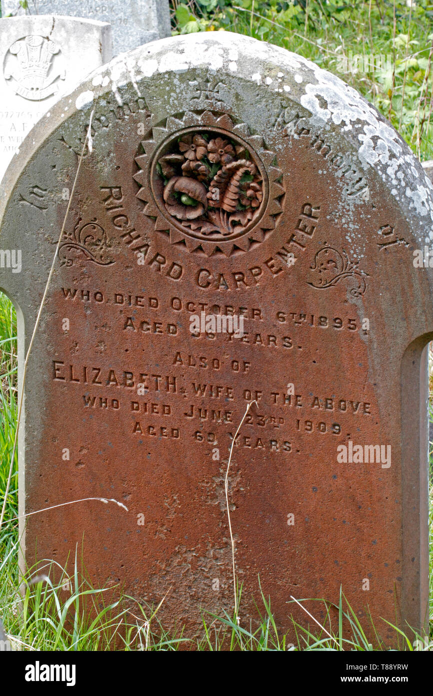 Inscription to Richard Carpenter on a headstone Stock Photo
