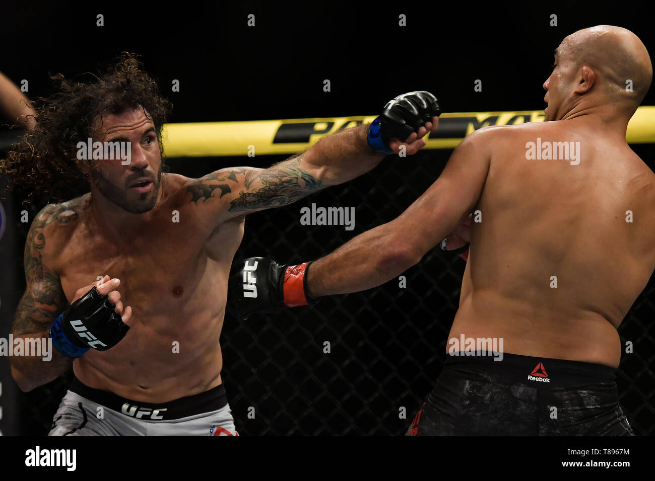 UFC 237: NAMAJUNAS vs. ANDRADE - Fighters BJPenn (red glove) and Clay Guida (blue glove) during UFC 237 preliminary card fight at Jeunesse Arena, Rio de Janeiro . Photo: Thiago Ribeiro / AGIF Stock Photo