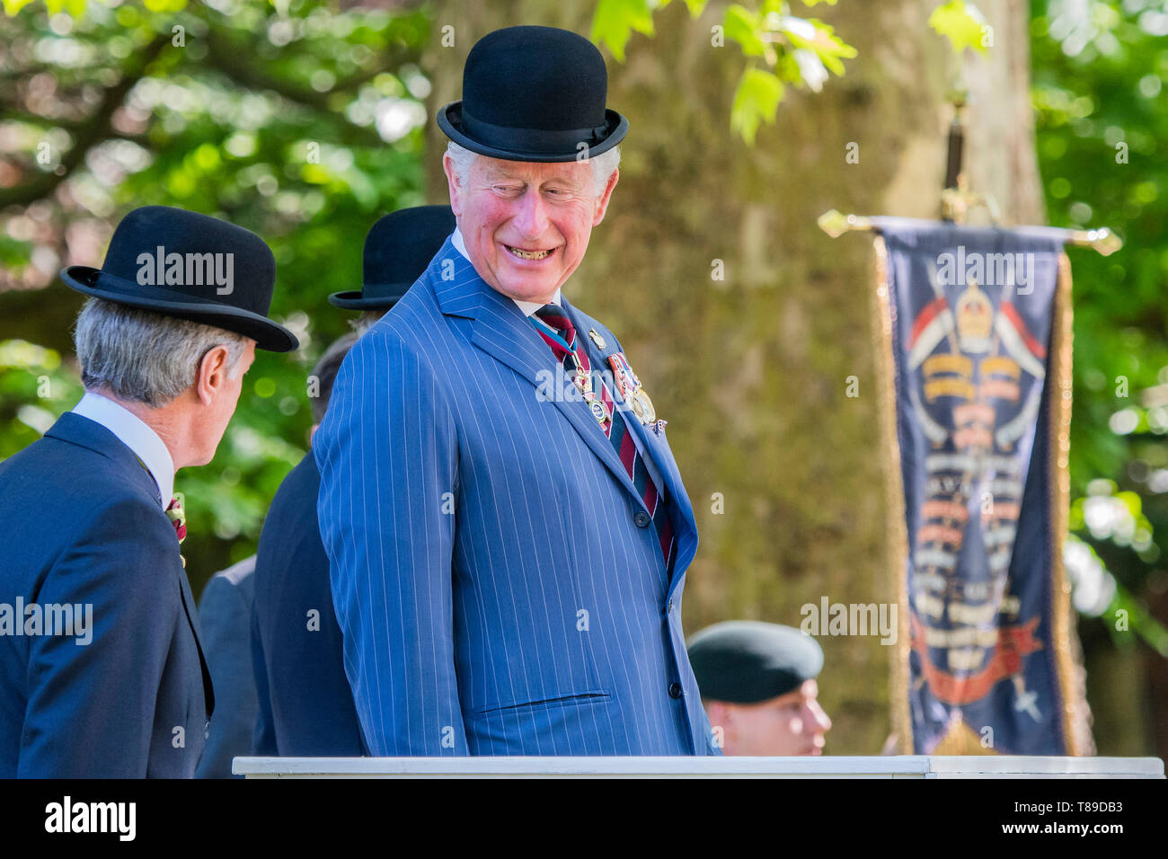 London, UK. 12th May, 2019. His Royal Highness The Prince of Wales, Field Marshal, Colonel in Chief 1ST The Queen’s Dragoon Guards, takes the salute at the Annual Parade and Service of The Combined Cavalry Old Comrades Association at the Cavalry Memorial adjacent to the Bandstand in Hyde Park. It is 95 years on from the unveiling and dedication of its memorial in Hyde Park. Credit: Guy Bell/Alamy Live News Stock Photo